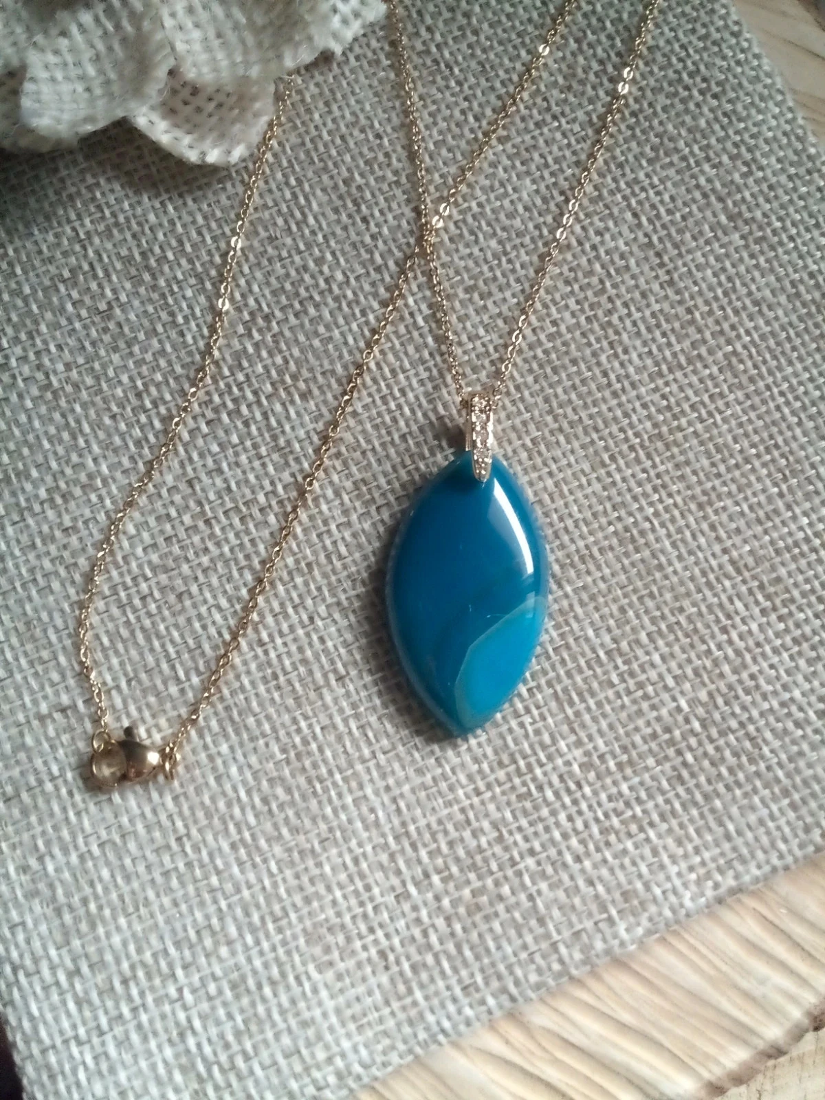 Collier pierre naturelle d'agate bleue – photo 4